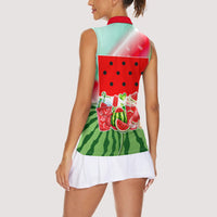 Summer Vibes Watermelon Women Sleeveless Polo Shirt Drinks And Fruit - Vibrant Watercolor Style - Tropical Vacation Art