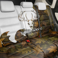 Custom Deer Hunting Skull Back Car Seat Cover with Antlers Graphic on Autumn Leaf Camo Background - Wonder Print Shop
