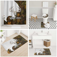 Custom Deer Hunting Skull Bathroom Set with Antlers Graphic on Autumn Leaf Camo Background - Wonder Print Shop