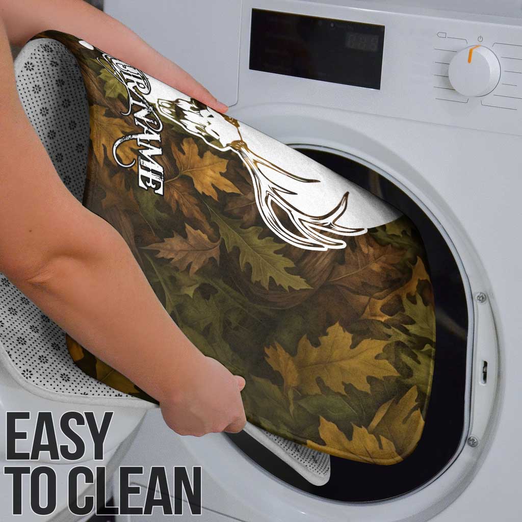 Custom Deer Hunting Skull Bathroom Set with Antlers Graphic on Autumn Leaf Camo Background - Wonder Print Shop