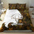 Custom Deer Hunting Skull Bedding Set with Antlers Graphic on Autumn Leaf Camo Background - Wonder Print Shop
