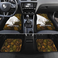 Custom Deer Hunting Skull Car Mats with Antlers Graphic on Autumn Leaf Camo Background - Wonder Print Shop