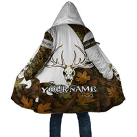 Custom Deer Hunting Skull Cloak with Antlers Graphic on Autumn Leaf Camo Background - Wonder Print Shop