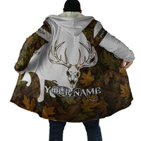Custom Deer Hunting Skull Cloak with Antlers Graphic on Autumn Leaf Camo Background - Wonder Print Shop