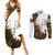 Custom Deer Hunting Skull Couples Matching Summer Maxi Dress and Long Sleeve Button Shirt with Antlers Graphic on Autumn Leaf Camo Background - Wonder Print Shop
