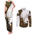 Custom Deer Hunting Skull Couples Matching Tank Maxi Dress and Long Sleeve Button Shirt with Antlers Graphic on Autumn Leaf Camo Background - Wonder Print Shop
