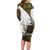 Custom Deer Hunting Skull Family Matching Long Sleeve Bodycon Dress and Hawaiian Shirt with Antlers Graphic on Autumn Leaf Camo Background - Wonder Print Shop