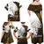 Custom Deer Hunting Skull Family Matching Off Shoulder Maxi Dress and Hawaiian Shirt with Antlers Graphic on Autumn Leaf Camo Background - Wonder Print Shop