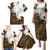 Custom Deer Hunting Skull Family Matching Puletasi and Hawaiian Shirt with Antlers Graphic on Autumn Leaf Camo Background - Wonder Print Shop