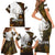 Custom Deer Hunting Skull Family Matching Short Sleeve Bodycon Dress and Hawaiian Shirt with Antlers Graphic on Autumn Leaf Camo Background - Wonder Print Shop