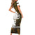 Custom Deer Hunting Skull Family Matching Short Sleeve Bodycon Dress and Hawaiian Shirt with Antlers Graphic on Autumn Leaf Camo Background - Wonder Print Shop