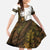 Custom Deer Hunting Skull Kid Short Sleeve Dress with Antlers Graphic on Autumn Leaf Camo Background - Wonder Print Shop