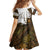 Custom Deer Hunting Skull Kid Short Sleeve Dress with Antlers Graphic on Autumn Leaf Camo Background - Wonder Print Shop