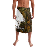 Custom Deer Hunting Skull Lavalava with Antlers Graphic on Autumn Leaf Camo Background - Wonder Print Shop