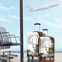 Custom Deer Hunting Skull Luggage Cover with Antlers Graphic on Autumn Leaf Camo Background - Wonder Print Shop