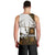 Custom Deer Hunting Skull Men Tank Top with Antlers Graphic on Autumn Leaf Camo Background - Wonder Print Shop