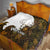 Custom Deer Hunting Skull Quilt with Antlers Graphic on Autumn Leaf Camo Background - Wonder Print Shop