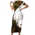 Custom Deer Hunting Skull Short Sleeve Bodycon Dress with Antlers Graphic on Autumn Leaf Camo Background - Wonder Print Shop