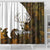Custom Deer Hunting Skull Shower Curtain with Antlers Graphic on Autumn Leaf Camo Background - Wonder Print Shop