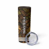 Custom Deer Hunting Skull Skinny Tumbler with Antlers Graphic on Autumn Leaf Camo Background - Wonder Print Shop
