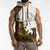 Custom Deer Hunting Skull Sleeveless Hoodie with Antlers Graphic on Autumn Leaf Camo Background - Wonder Print Shop