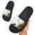 Custom Deer Hunting Skull Slide Sandals with Antlers Graphic on Autumn Leaf Camo Background - Wonder Print Shop