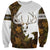 Custom Deer Hunting Skull Sweatshirt with Antlers Graphic on Autumn Leaf Camo Background - Wonder Print Shop