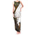 Custom Deer Hunting Skull Tank Maxi Dress with Antlers Graphic on Autumn Leaf Camo Background - Wonder Print Shop