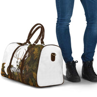 Custom Deer Hunting Skull Travel Bag with Antlers Graphic on Autumn Leaf Camo Background - Wonder Print Shop