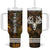 Custom Deer Hunting Skull Tumbler With Handle with Antlers Graphic on Autumn Leaf Camo Background - Wonder Print Shop