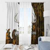 Custom Deer Hunting Skull Window Curtain with Antlers Graphic on Autumn Leaf Camo Background - Wonder Print Shop