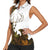 Custom Deer Hunting Skull Women Sleeveless Polo Shirt with Antlers Graphic on Autumn Leaf Camo Background - Wonder Print Shop