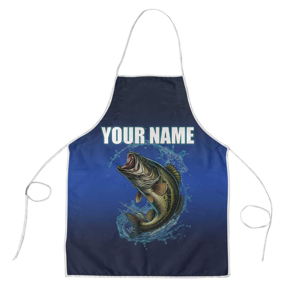 Custom Jumping Bass Fishing Apron with Water Splash and Lightning Background - Wonder Print Shop