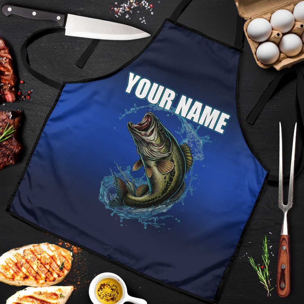 Custom Jumping Bass Fishing Apron with Water Splash and Lightning Background - Wonder Print Shop