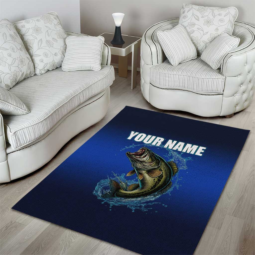 Custom Jumping Bass Fishing Area Rug with Water Splash and Lightning Background - Wonder Print Shop