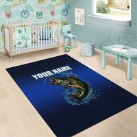 Custom Jumping Bass Fishing Area Rug with Water Splash and Lightning Background - Wonder Print Shop