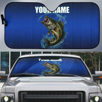 Custom Jumping Bass Fishing Auto Sun Shade with Water Splash and Lightning Background - Wonder Print Shop