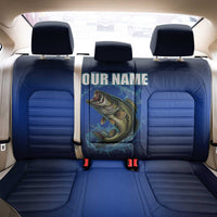 Custom Jumping Bass Fishing Back Car Seat Cover with Water Splash and Lightning Background - Wonder Print Shop