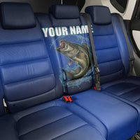 Custom Jumping Bass Fishing Back Car Seat Cover with Water Splash and Lightning Background - Wonder Print Shop