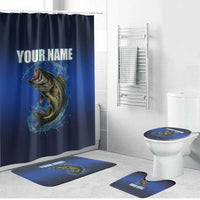 Custom Jumping Bass Fishing Bathroom Set with Water Splash and Lightning Background - Wonder Print Shop