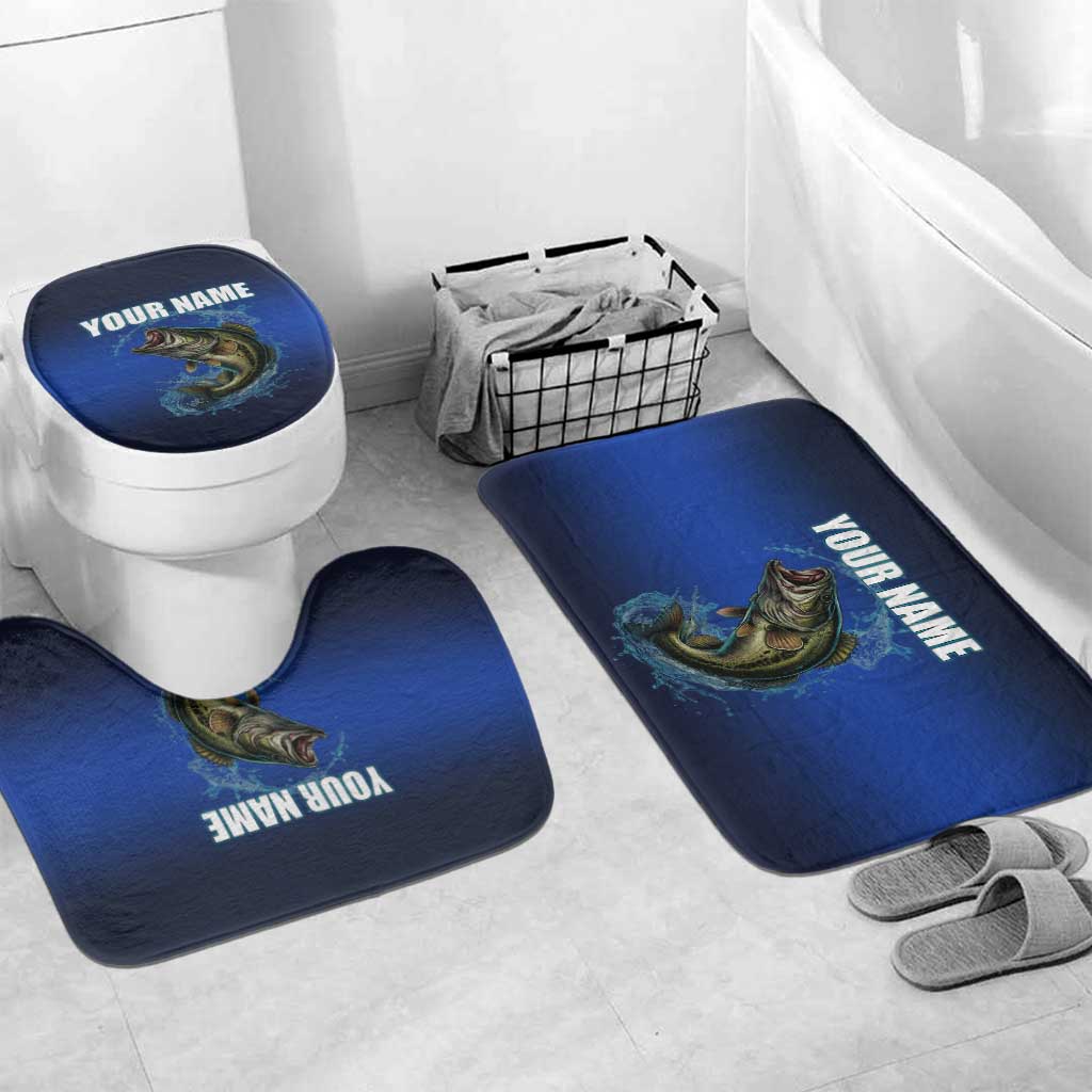 Custom Jumping Bass Fishing Bathroom Set with Water Splash and Lightning Background - Wonder Print Shop