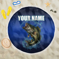 Custom Jumping Bass Fishing Beach Blanket with Water Splash and Lightning Background - Wonder Print Shop