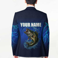 Custom Jumping Bass Fishing Blazer with Water Splash and Lightning Background - Wonder Print Shop
