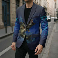 Custom Jumping Bass Fishing Blazer with Water Splash and Lightning Background - Wonder Print Shop