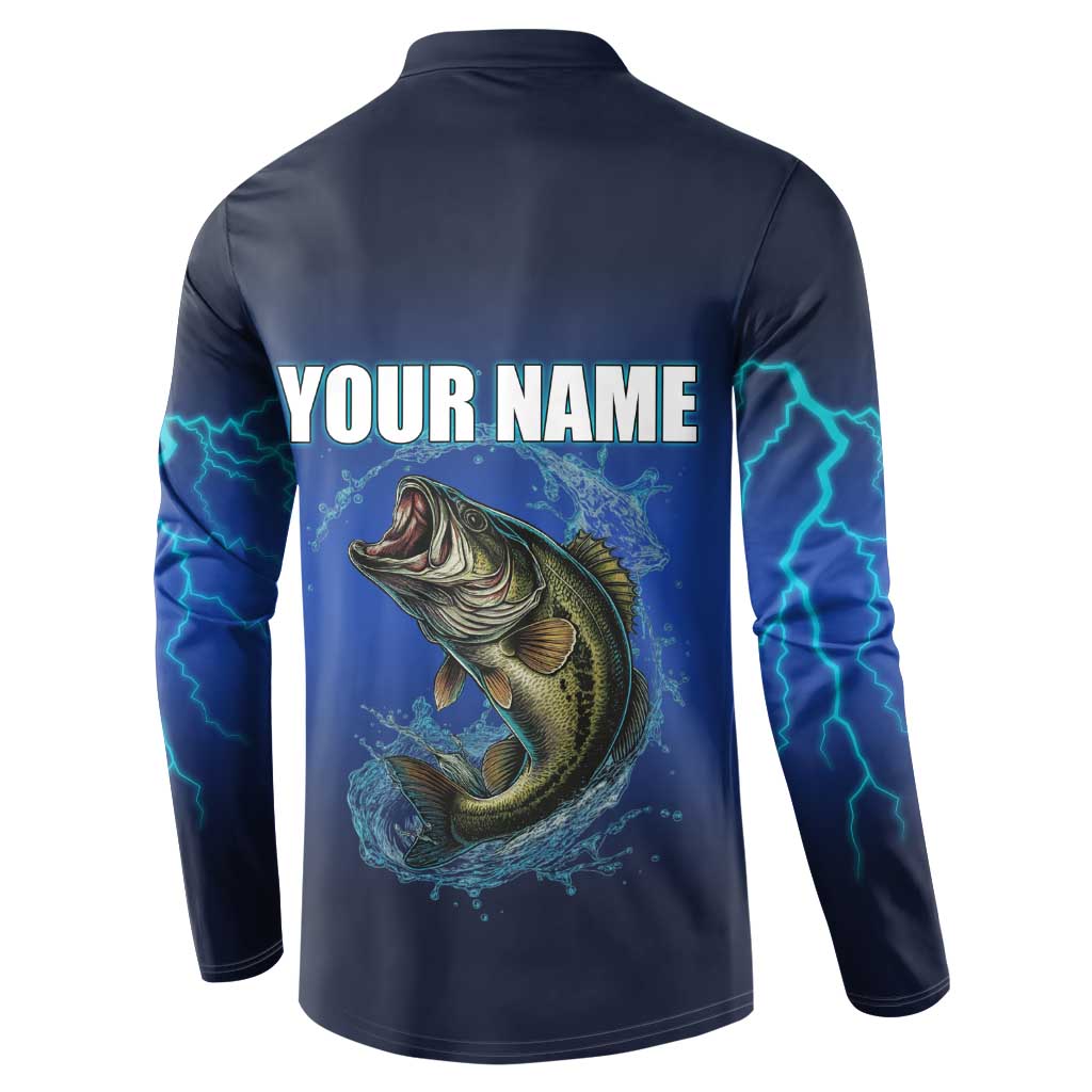 Custom Jumping Bass Fishing Button Sweatshirt with Water Splash and Lightning Background - Wonder Print Shop