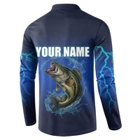 Custom Jumping Bass Fishing Button Sweatshirt with Water Splash and Lightning Background - Wonder Print Shop