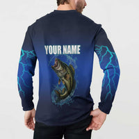 Custom Jumping Bass Fishing Button Sweatshirt with Water Splash and Lightning Background - Wonder Print Shop