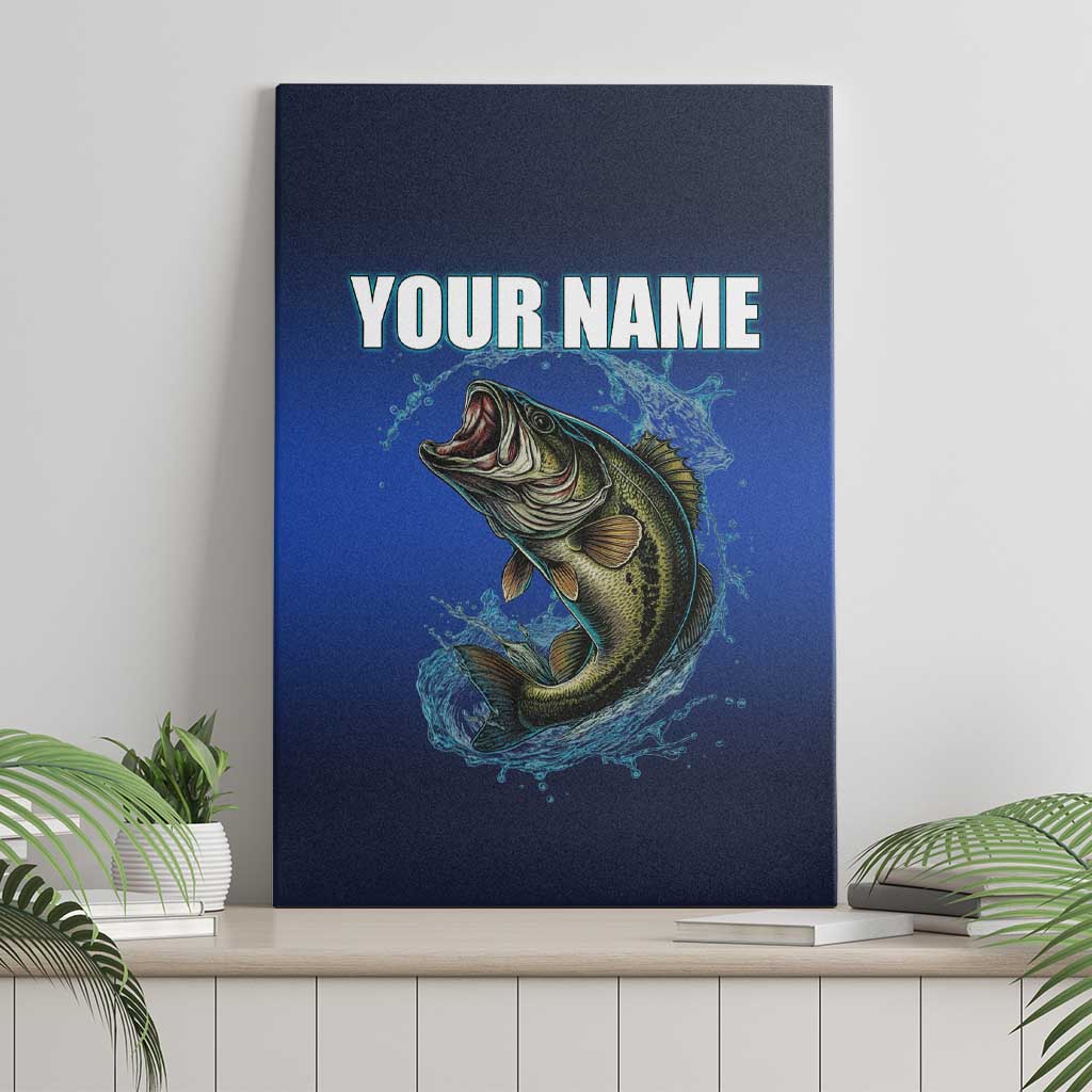 Custom Jumping Bass Fishing Canvas Wall Art with Water Splash and Lightning Background - Wonder Print Shop