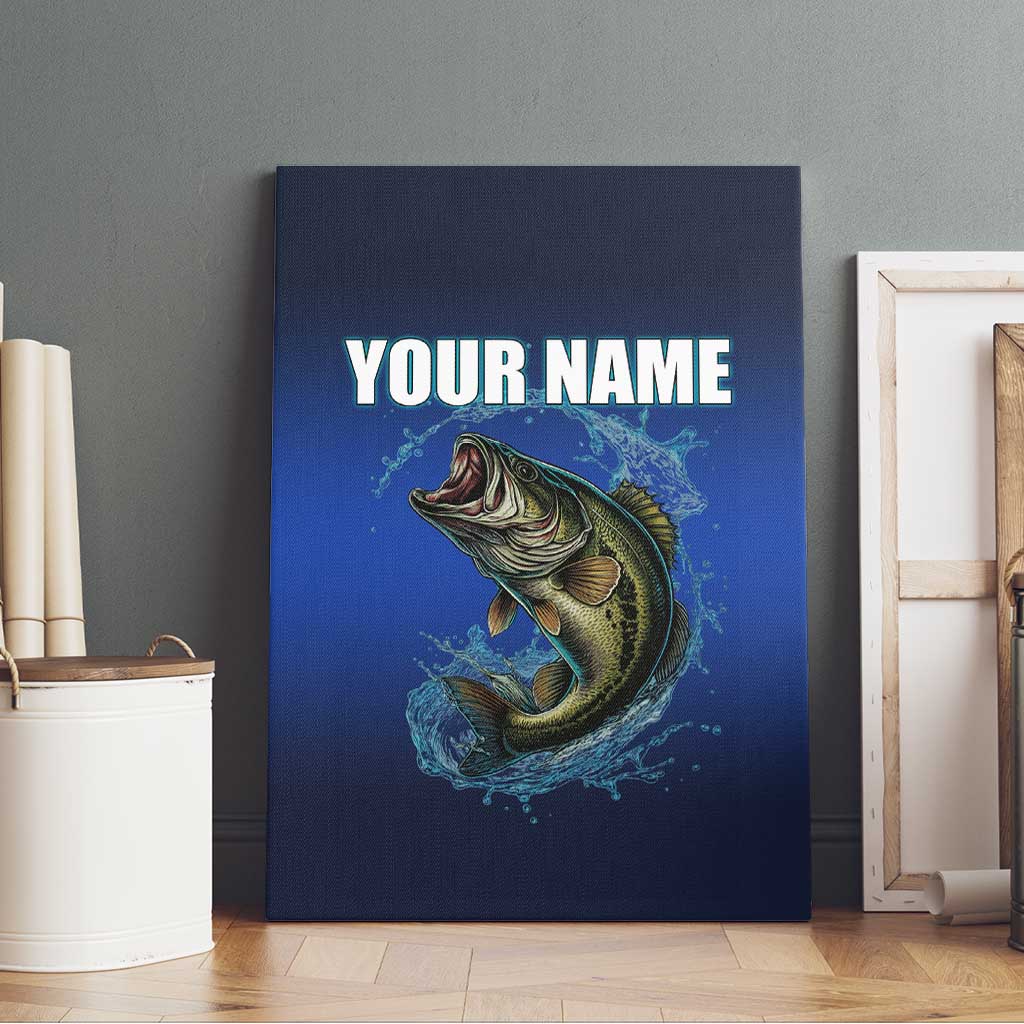 Custom Jumping Bass Fishing Canvas Wall Art with Water Splash and Lightning Background - Wonder Print Shop