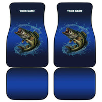 Custom Jumping Bass Fishing Car Mats with Water Splash and Lightning Background - Wonder Print Shop